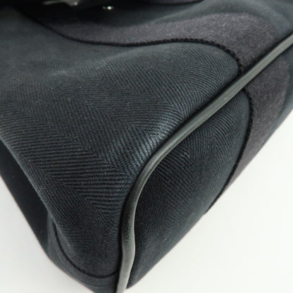 Hermes Valparaiso Toile and Leather, Black, Canvas, Handbag