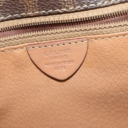 Celine Vintage Macadam Circle Logo Canvas and Leather, Brown, Canvas, Shoulder Bag