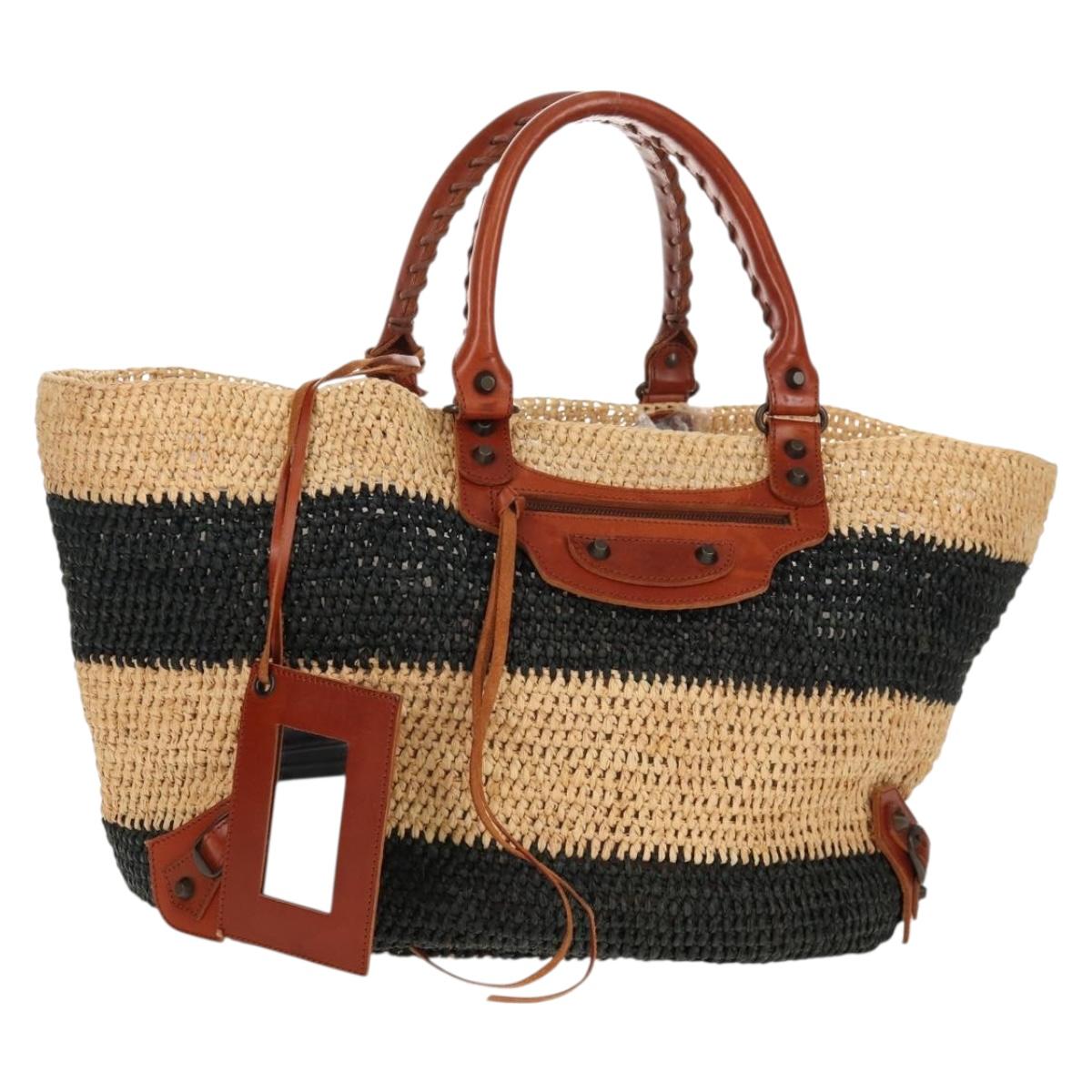 Balenciaga Vintage handbag Leather, "BEIGE,BLACK", LEATHER,WOOD, Handbag