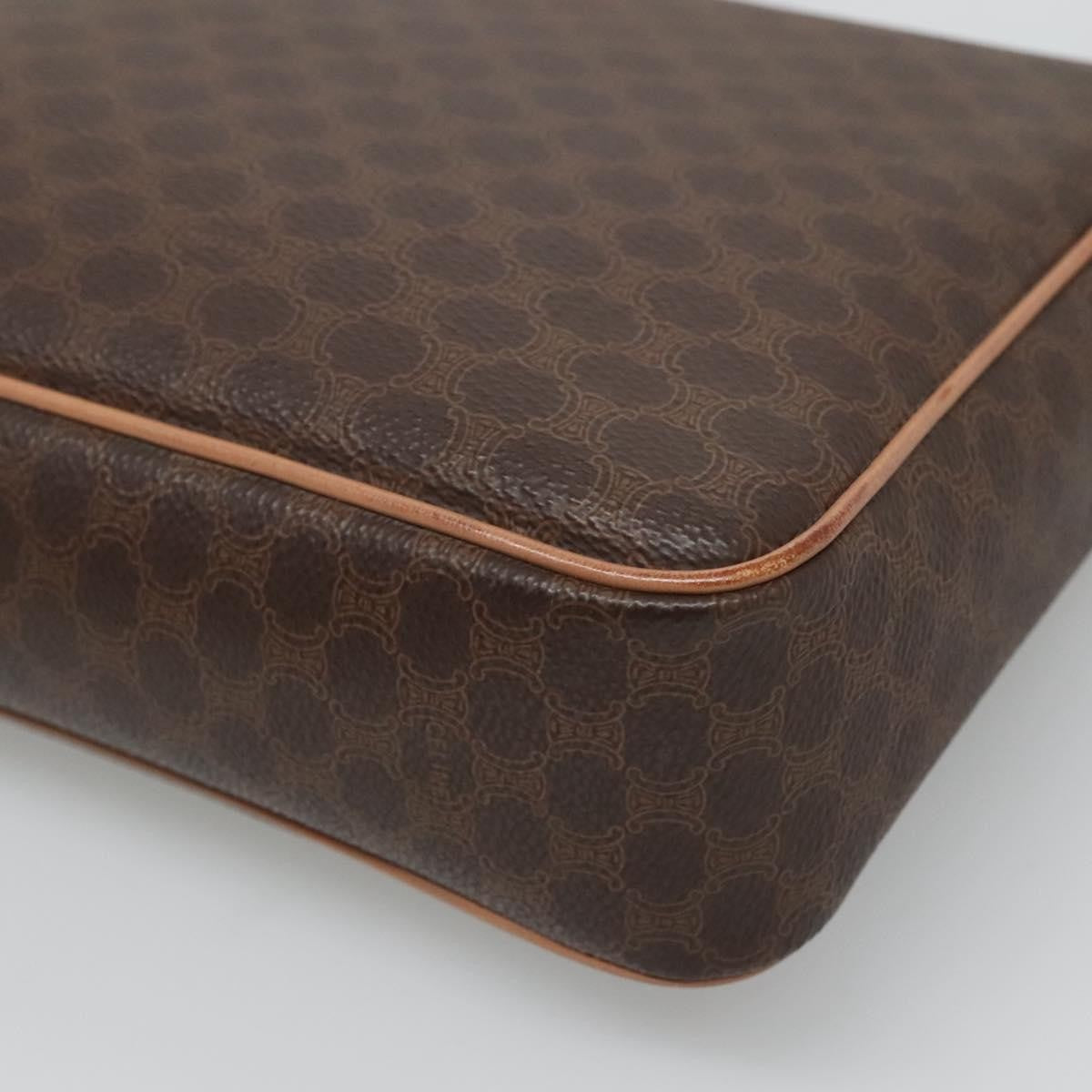 Celine Vintage Macadam Circle Logo Canvas and Leather, Brown, Canvas, Shoulder Bag