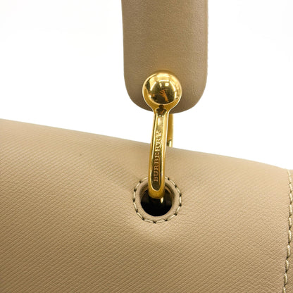 Burberry DK88 Top Handle Leather, Beige, Leather, Handbag