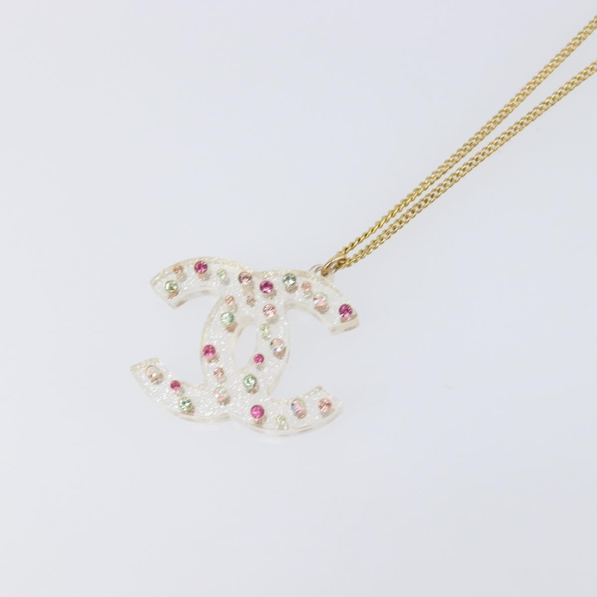 Chanel CC Pendant Multicolor Crystal Embellished Metal, Multicolour, Metal, Necklace