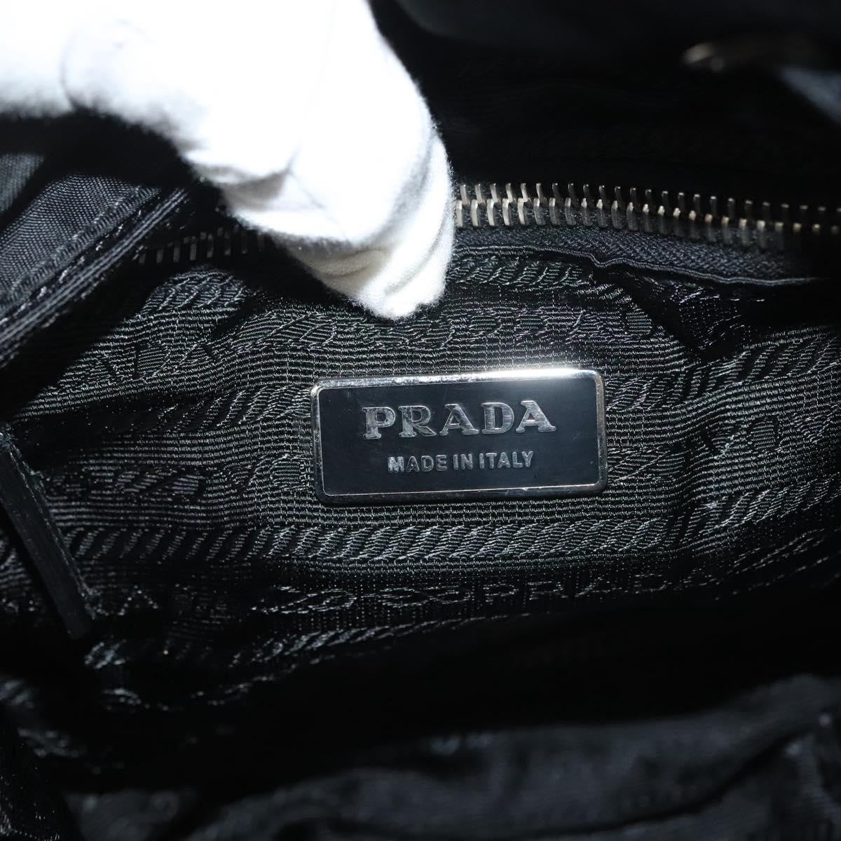 Prada Double Pocket Drawstring Tessuto, Black, Nylon, Shoulder Bag