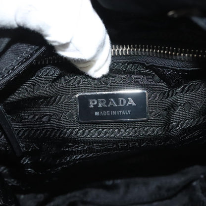 Prada Double Pocket Drawstring Tessuto, Black, Nylon, Shoulder Bag