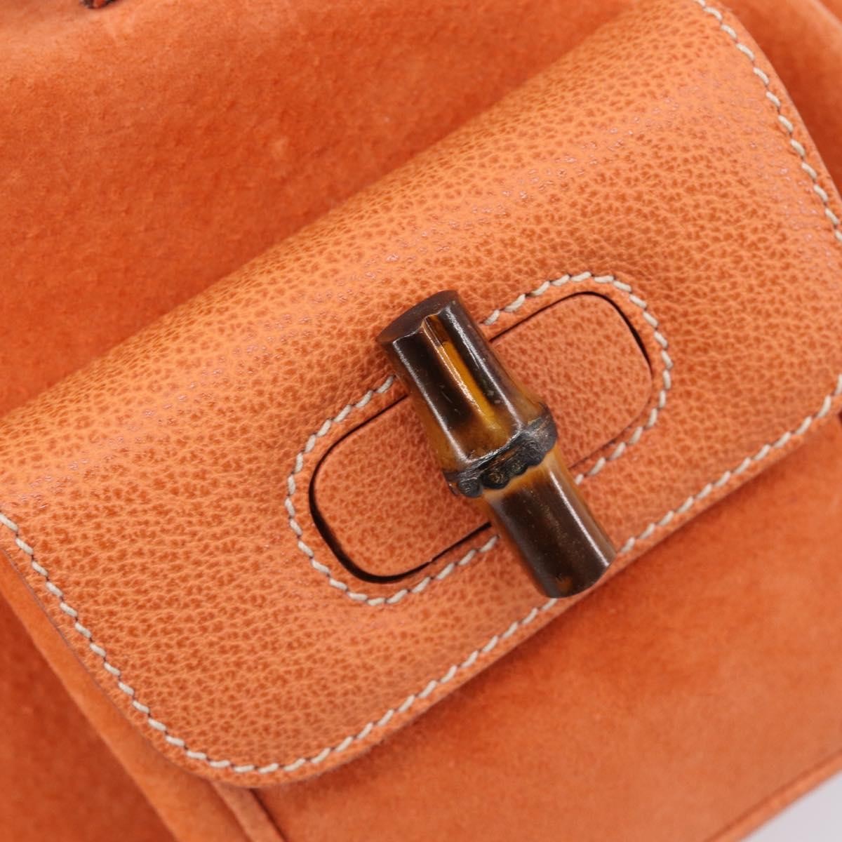 Gucci Vintage Bamboo Suede, Orange, Suede, Backpack