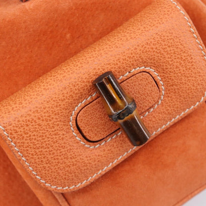 Gucci Vintage Bamboo Suede, Orange, Suede, Backpack