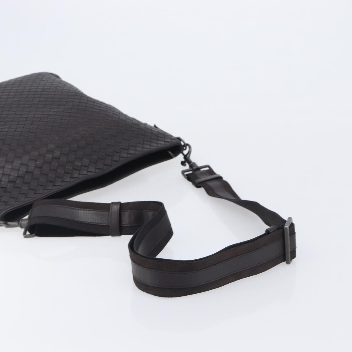 Bottega Veneta Flat Messenger Intrecciato Nappa, Black, Leather, Handbag