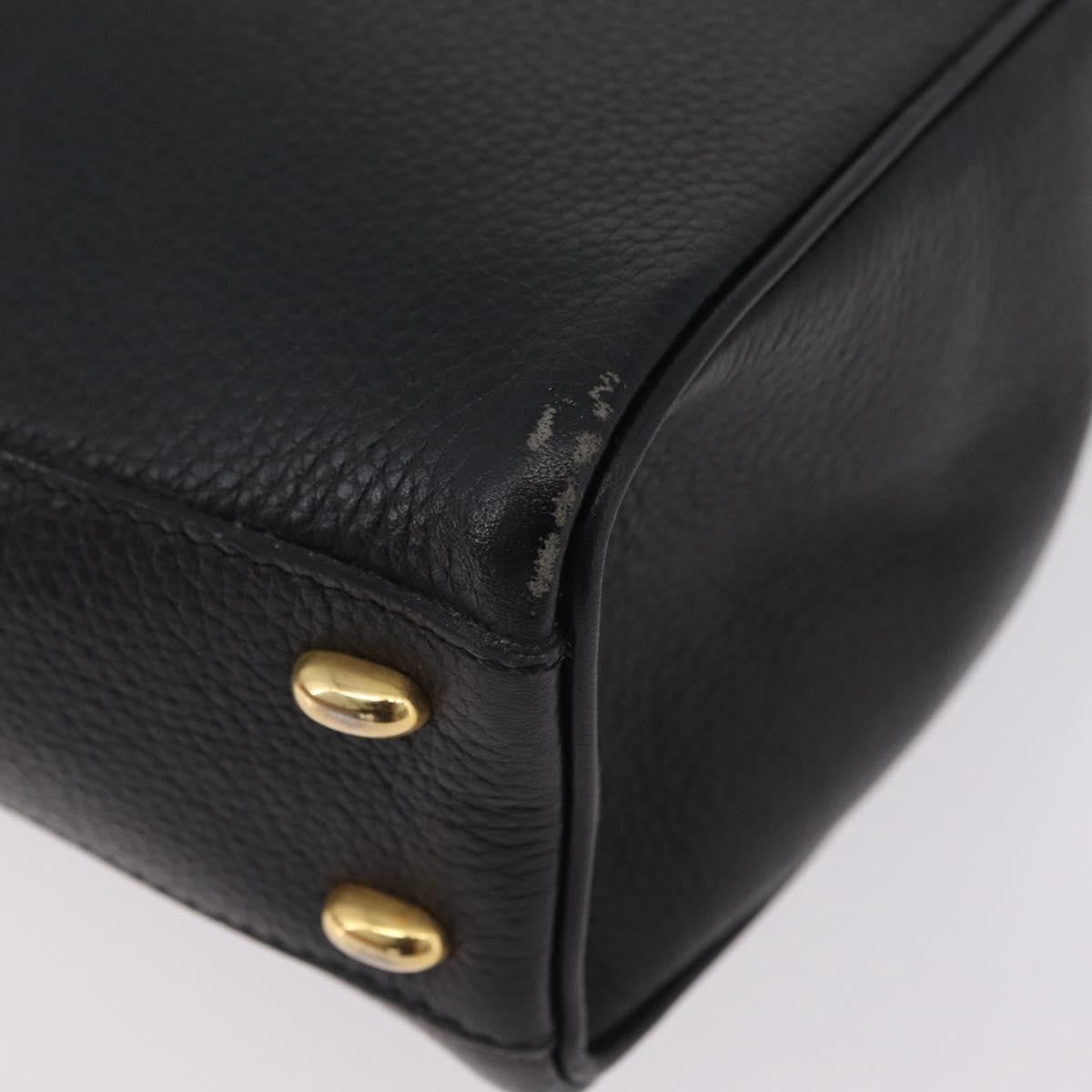 Celine Top Handle Leather, Black, Leather, Handbag