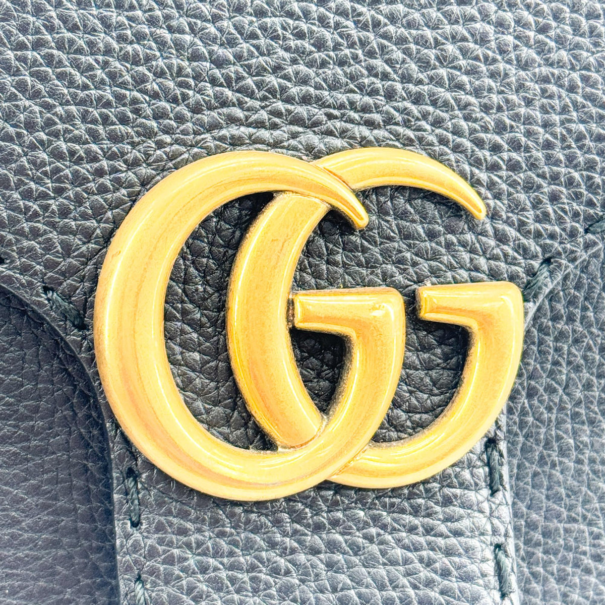 Gucci GG Marmont Top Handle Leather, Black, Leather, Handbag