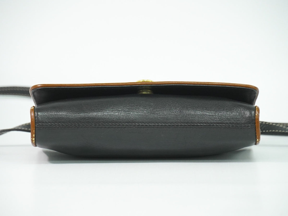 Celine Flap Shoulder Leather, Black, Leather, Shoulder Bag