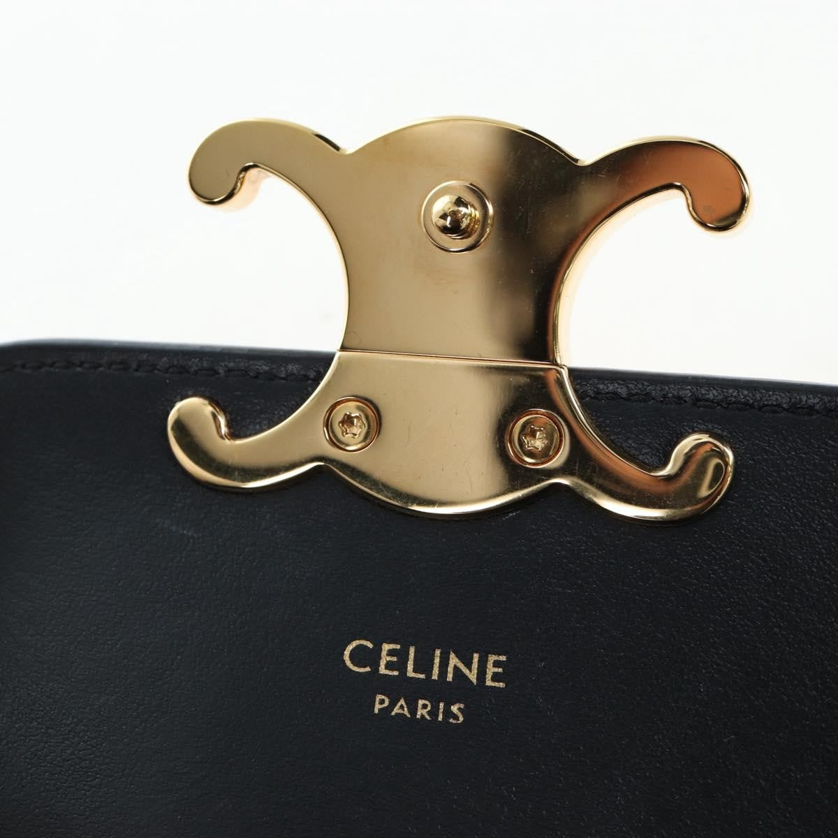 Celine Triomphe Smooth Calfskin, Black, Leather, Shoulder Bag