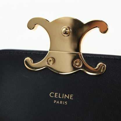 Celine Triomphe Smooth Calfskin, Black, Leather, Shoulder Bag