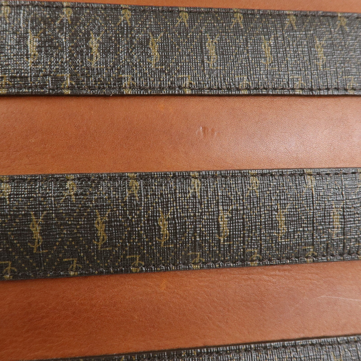 Saint Laurent Le Monogramme Shopper Monogram All Over Coated Canvas and Leather, Brown, PVC, Tote Bag