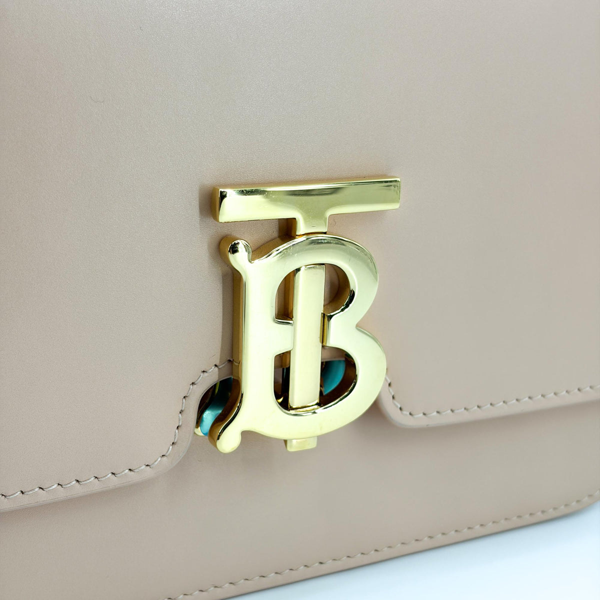 Burberry TB Shoulder Bag Leather, Beige, Leather, Shoulder Bag