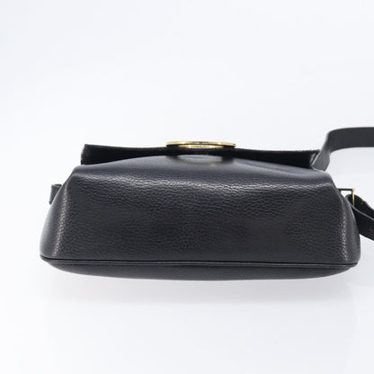 Celine Vintage Circle Logo Leather, Black, Leather, Crossbody Bag