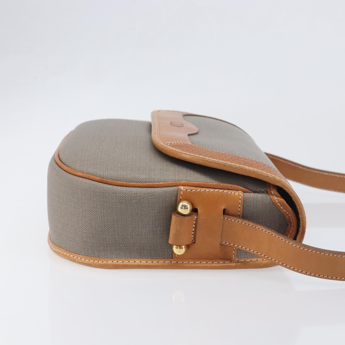 Christian Dior Vintage CD Logo Canvas and leather, Gray, Canvas, Shoulder Bag