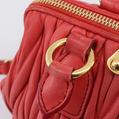 Miu Miu Madras Bowler Matelasse Leather, Red, Leather, Handbag