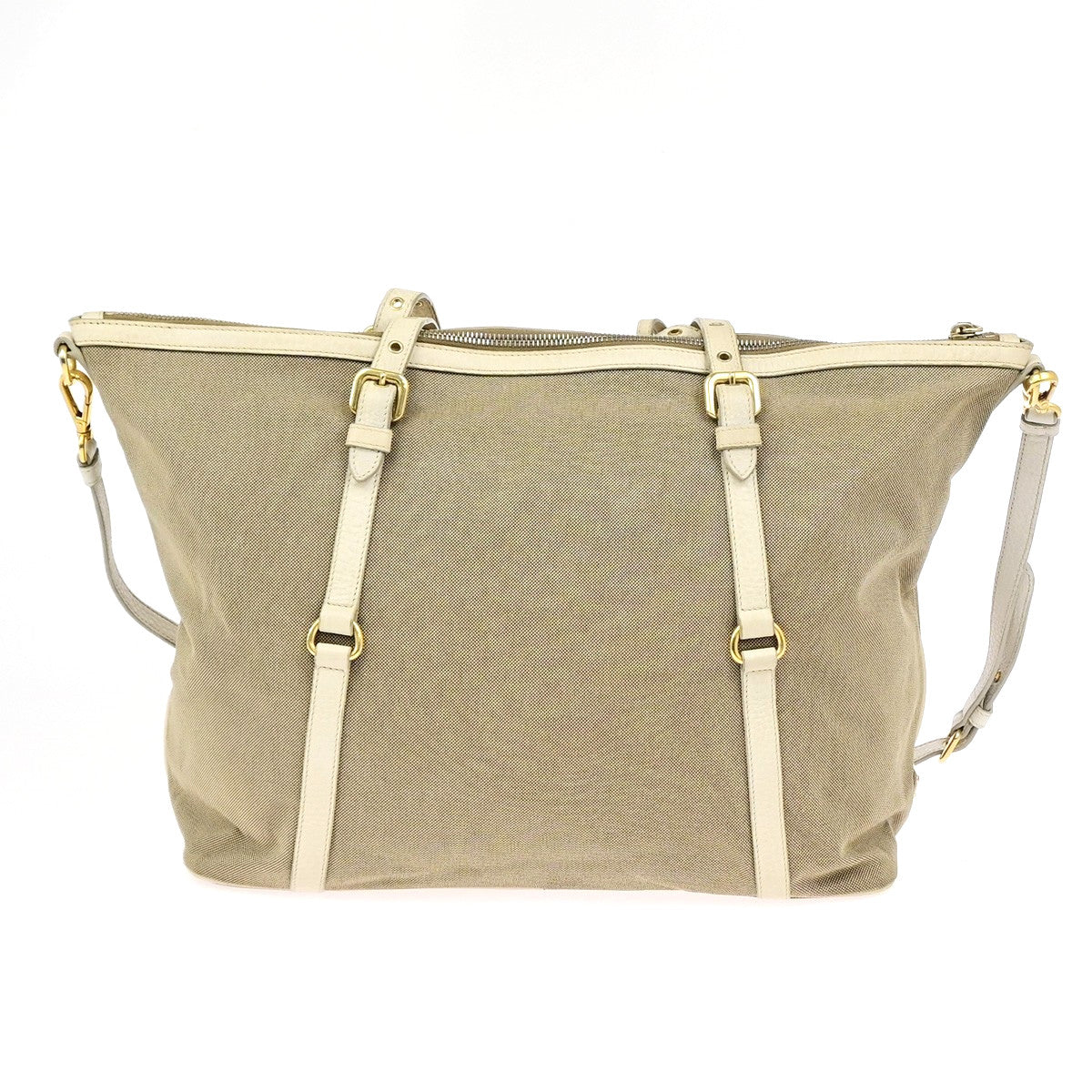 Prada Logo Convertible Shopper Canvas, Brown, Canvas, Tote Bag