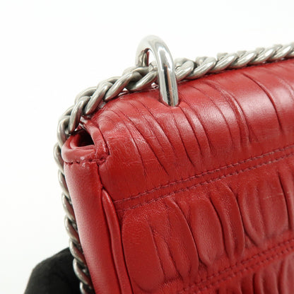 Prada Chain Flap Nappa Gaufre, Red, Leather, Shoulder Bag