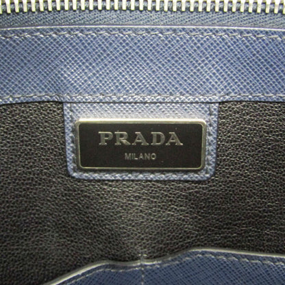 Prada Convertible Travel Saffiano Leather, Navy, Leather, Briefcase