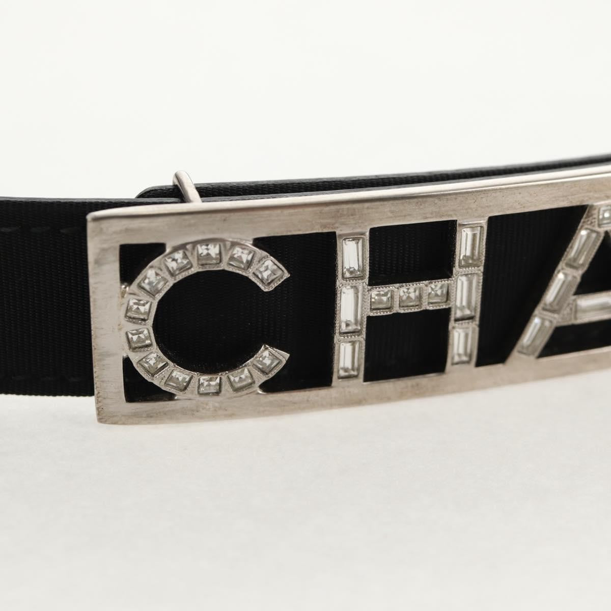 Chanel Logo Belt Leather with Metal and Crystals, Black, Leather, Belt