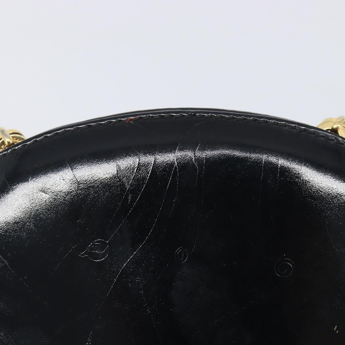 Salvatore Ferragamo Vintage Gancini Chain Patent Leather, Black, Patent Leather, Shoulder Bag