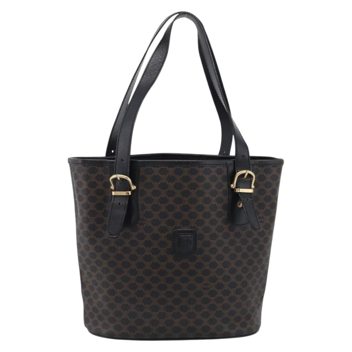 Celine C Macadam Tote PVC leather/ Macadam canvas, Black, Canvas, Shoulder Bag