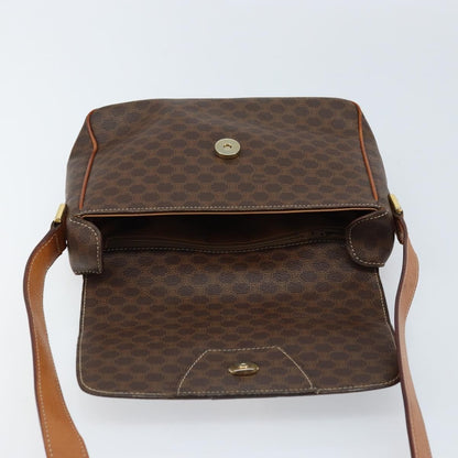 Celine Vintage Macadam Circle Logo Canvas and Leather, Brown, Canvas, Shoulder Bag