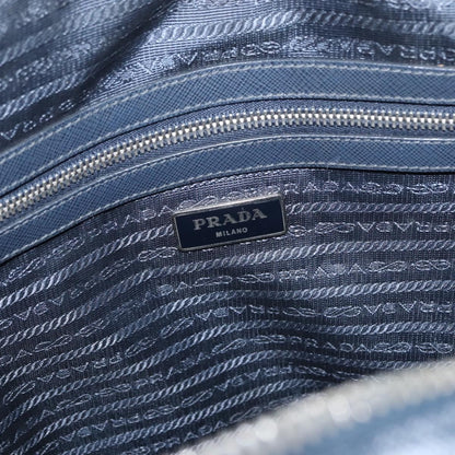 Prada Convertible Zip Around Saffiano Leather, Navy, Leather, Briefcase