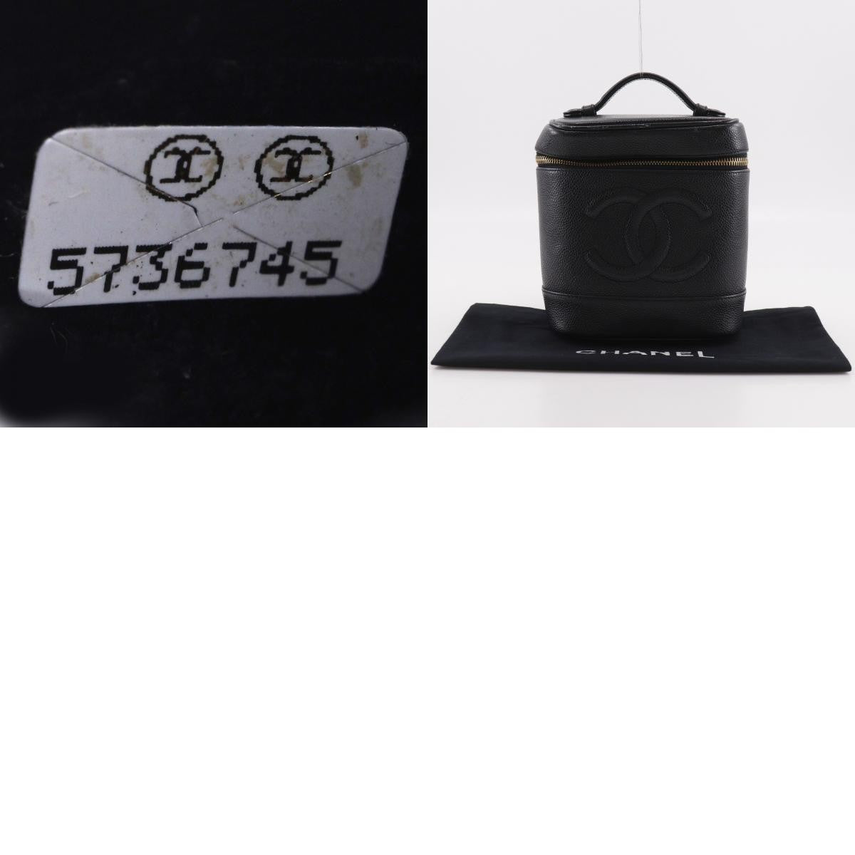 Chanel Vintage Timeless Cosmetic Case Caviar, Black, Leather, Handbag