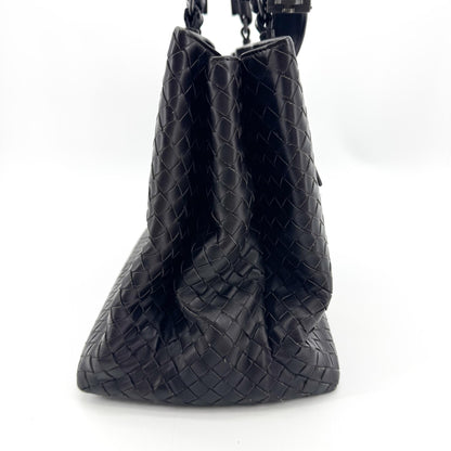Bottega Veneta Capri Intrecciato Nappa, Black, Leather, Tote Bag
