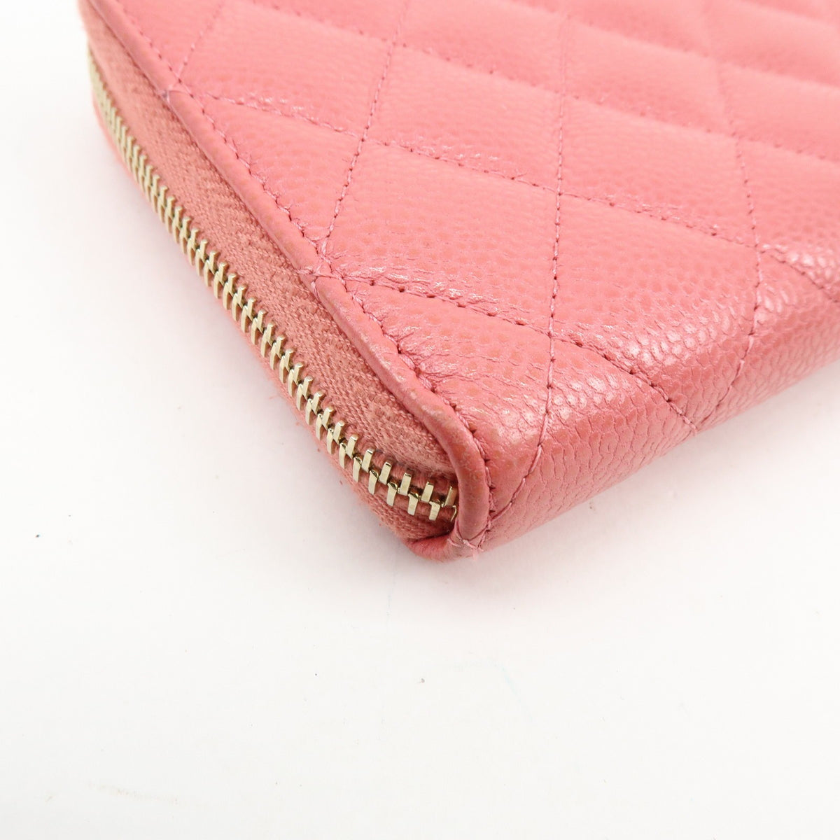Chanel Zip Around Organizer Quilted Caviar, Pink, Leather, Wallet