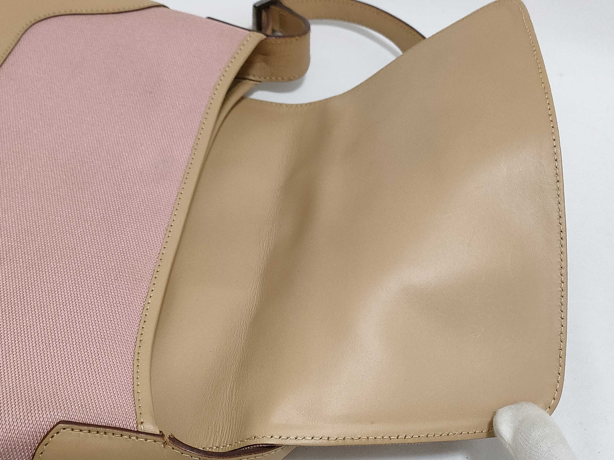 Gucci Jackie Flap Canvas and Leather, Pink, Textile, Shoulder Bag