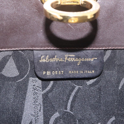 Salvatore Ferragamo Vintage Gancini Chain Leather, Brown, Leather, Shoulder Bag