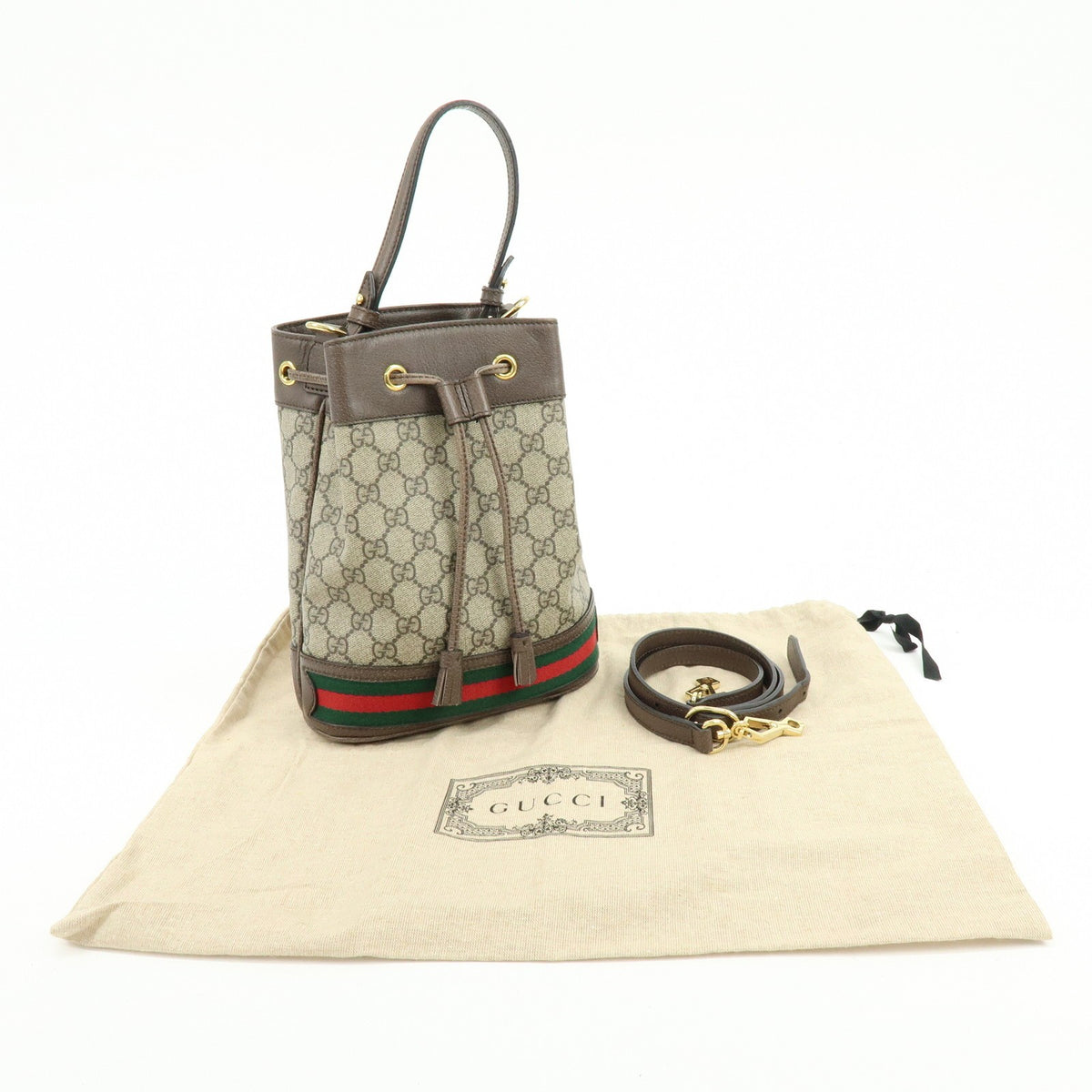 Gucci Ophidia Bucket GG Coated Canvas, Beige, Canvas, Handbag