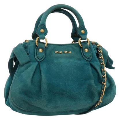Miu Miu Shoulder Bag Suede leather, BLUE, SUEDE, Shoulder bag