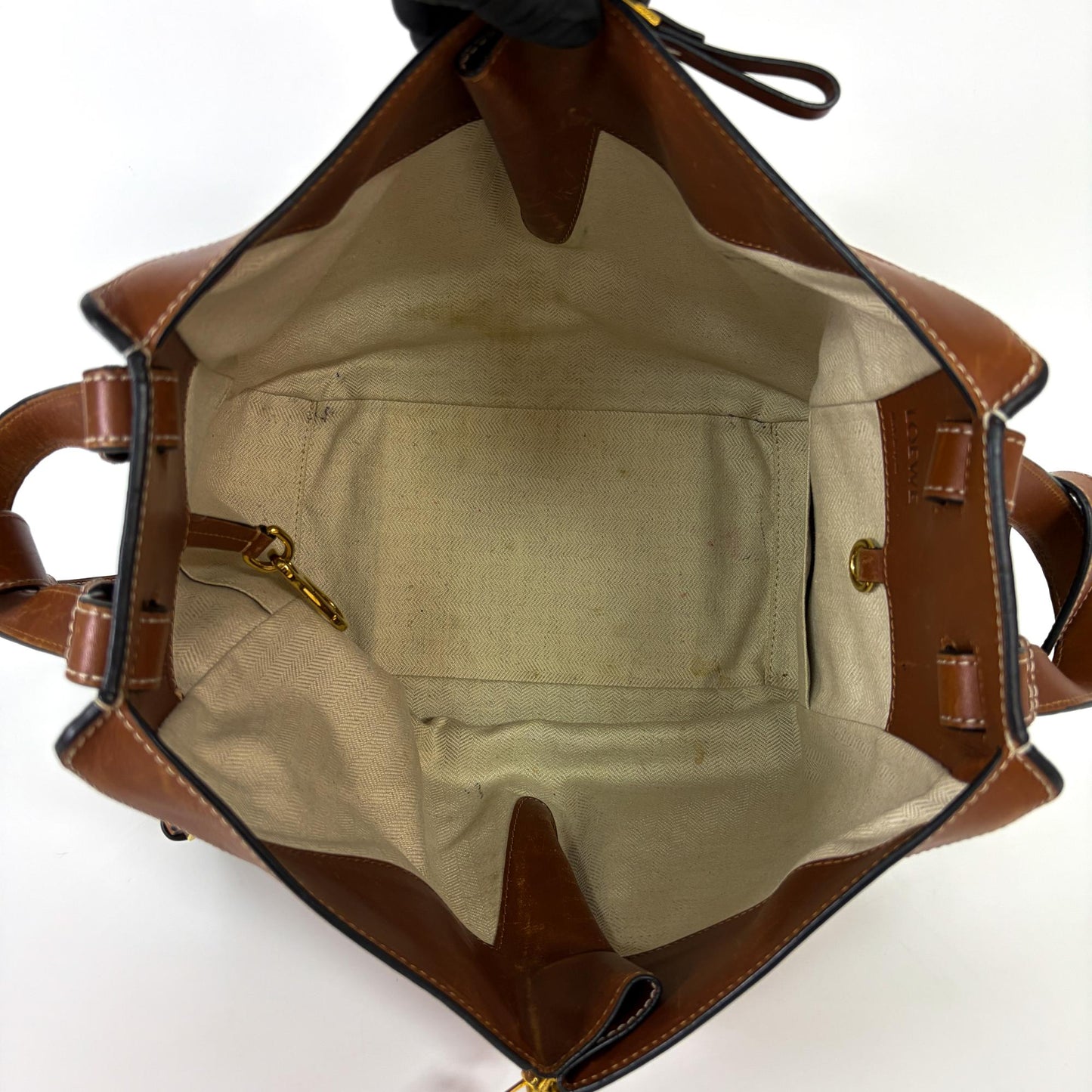 Loewe Hammock Leather, Brown, Leather, Handbag