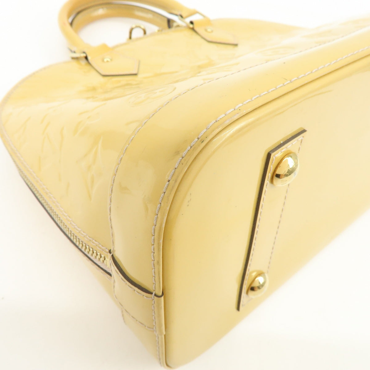 Louis Vuitton Alma Monogram Vernis, Yellow, Patent Leather, Handbag