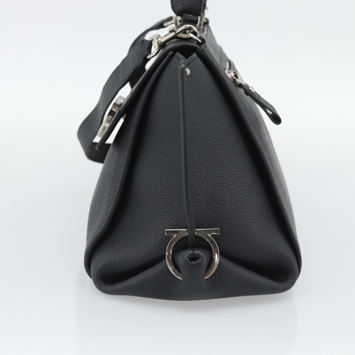 Salvatore Ferragamo Sofia Satchel Grainy Leather, Black, Leather, Handbag