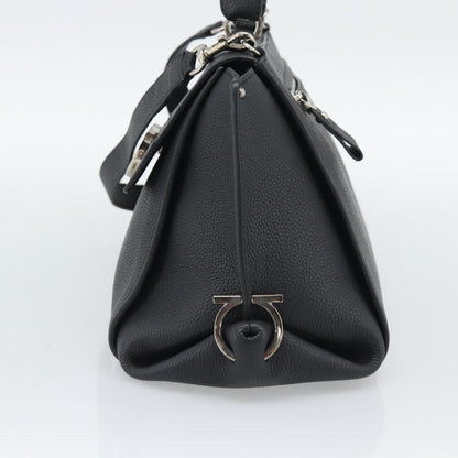 Salvatore Ferragamo Sofia Satchel Grainy Leather, Black, Leather, Handbag