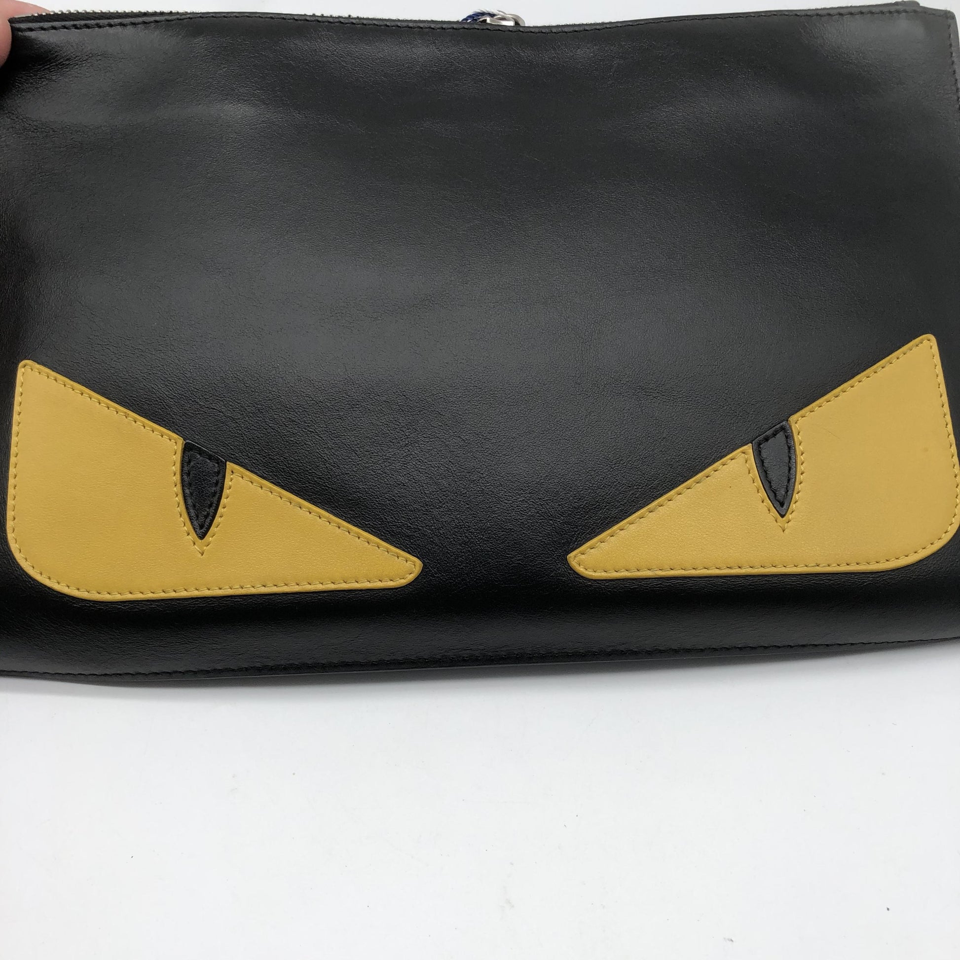 Fendi Monster Leather, Black, Leather, Clutch