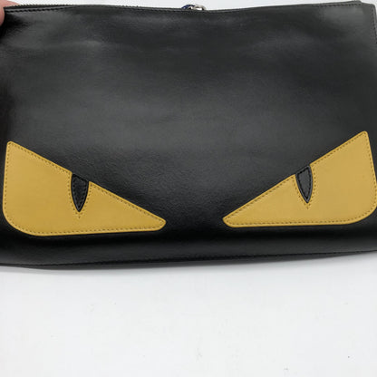 Fendi Monster Leather, Black, Leather, Clutch