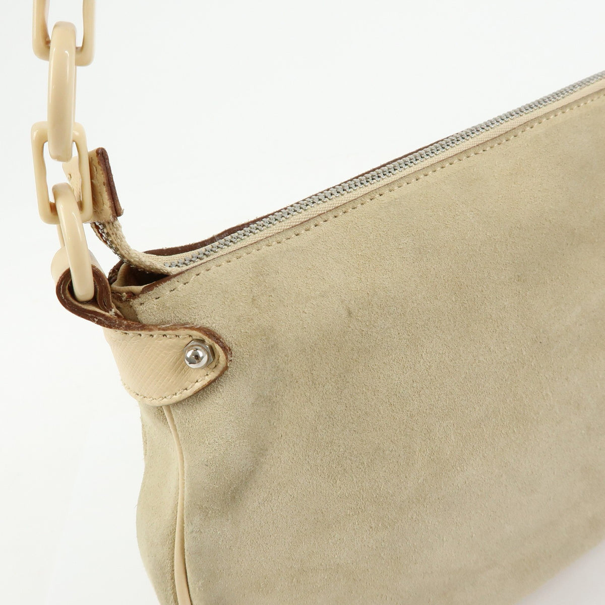 Salvatore Ferragamo Gancini Suede, Beige, Suede, Crossbody Bag