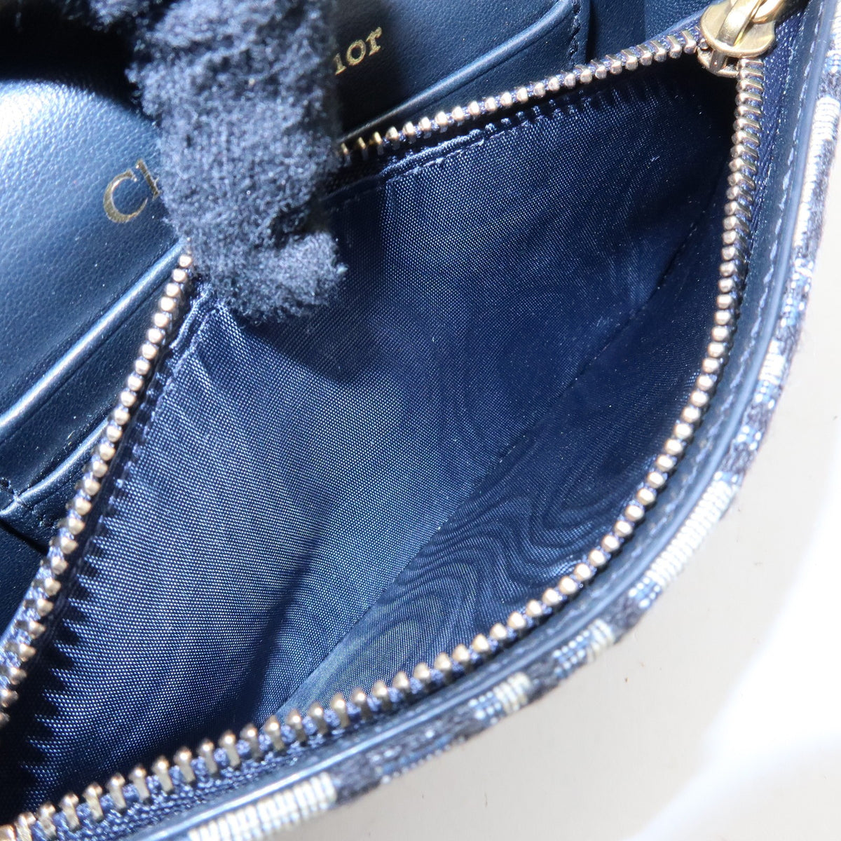 Christian Dior Saddle Belt Oblique Canvas, Navy, Canvas, Handbag