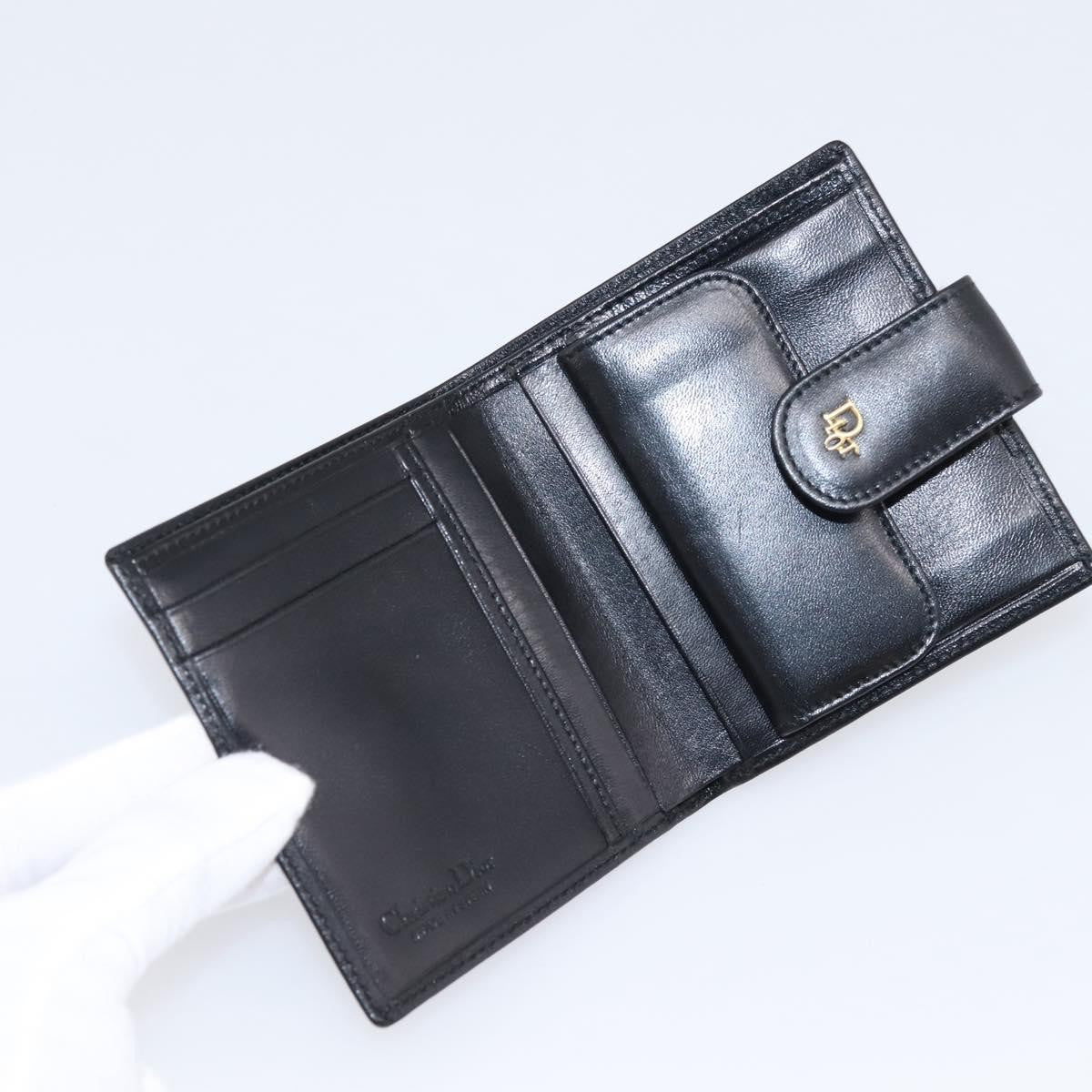 Christian Dior Bifold Card Holder Leather, Black, Leather, Card Holder
