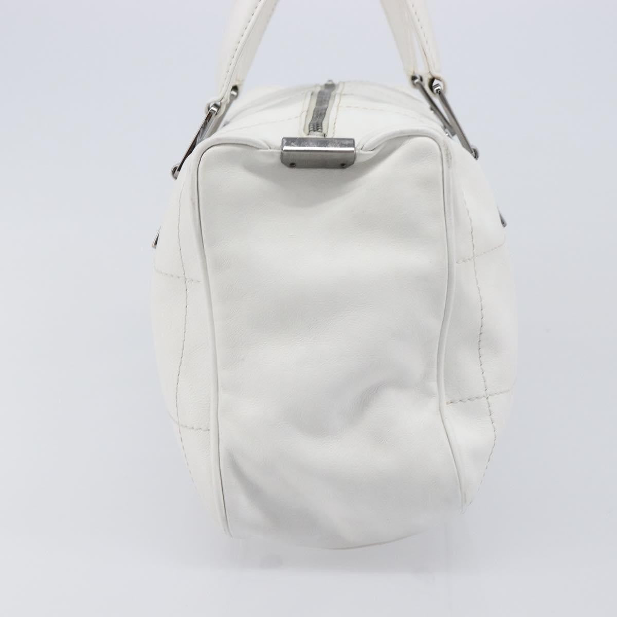 Chanel Square Stitch CC Boston Quilted Leather, White, Leather, Handbag