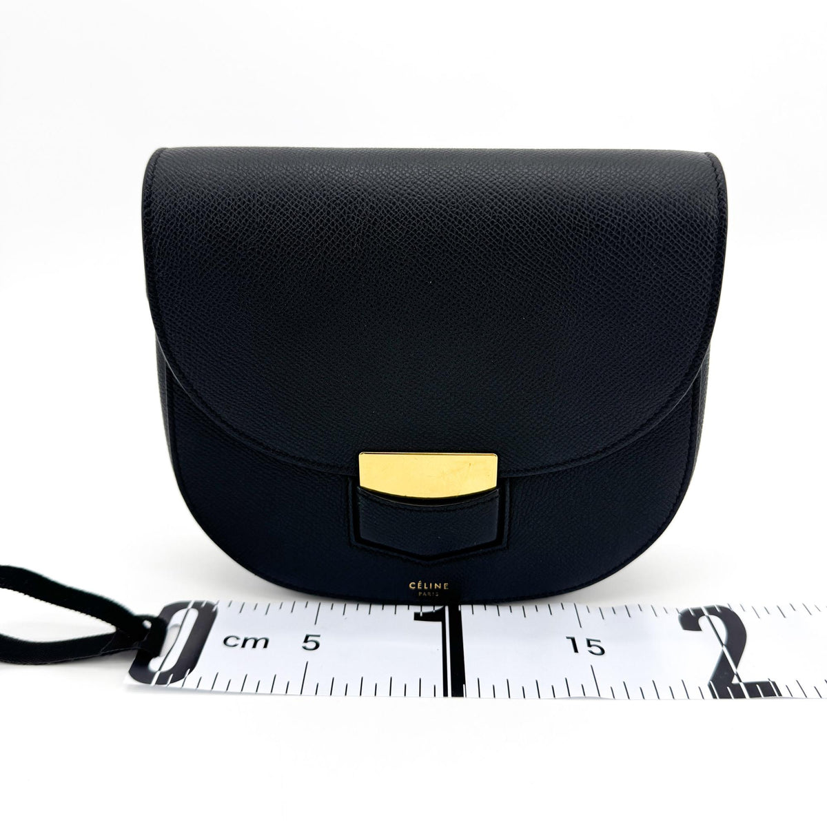 Celine Trotteur Calfskin, Black, Leather, Crossbody Bag