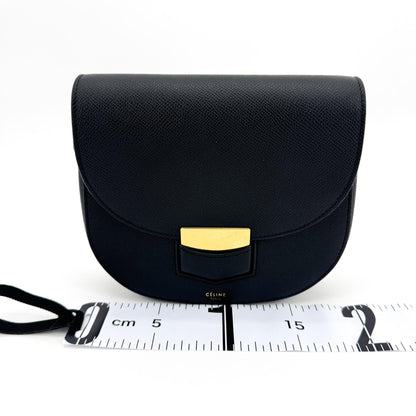 Celine Trotteur Calfskin, Black, Leather, Crossbody Bag