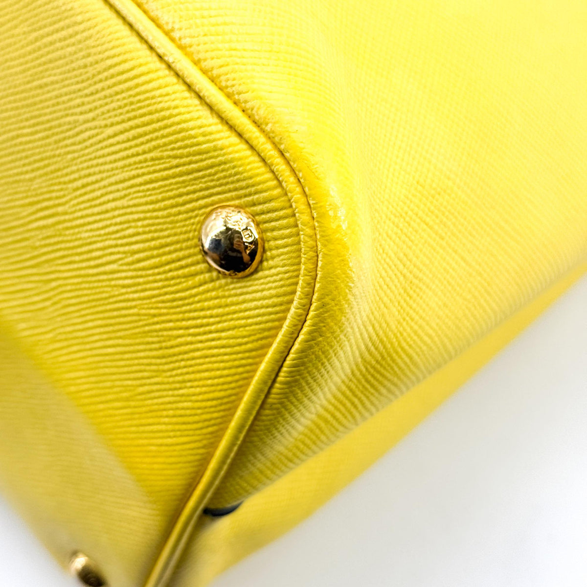 Prada Cuir Double Saffiano Leather, Yellow, Leather, Tote Bag