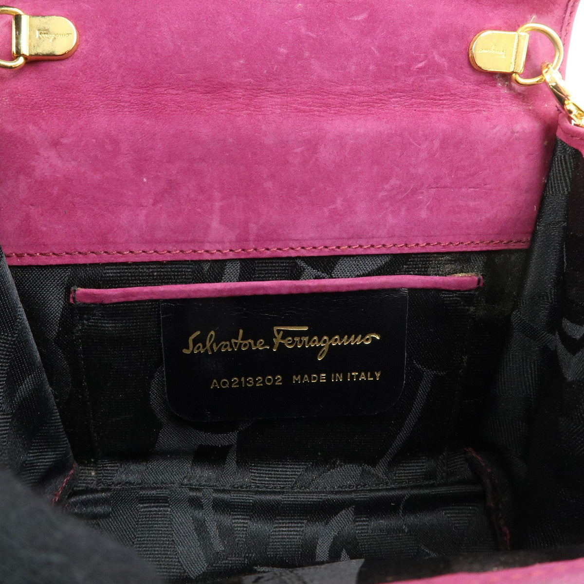Salvatore Ferragamo Ginny Chain Waist Suede, Purple, Suede, Handbag